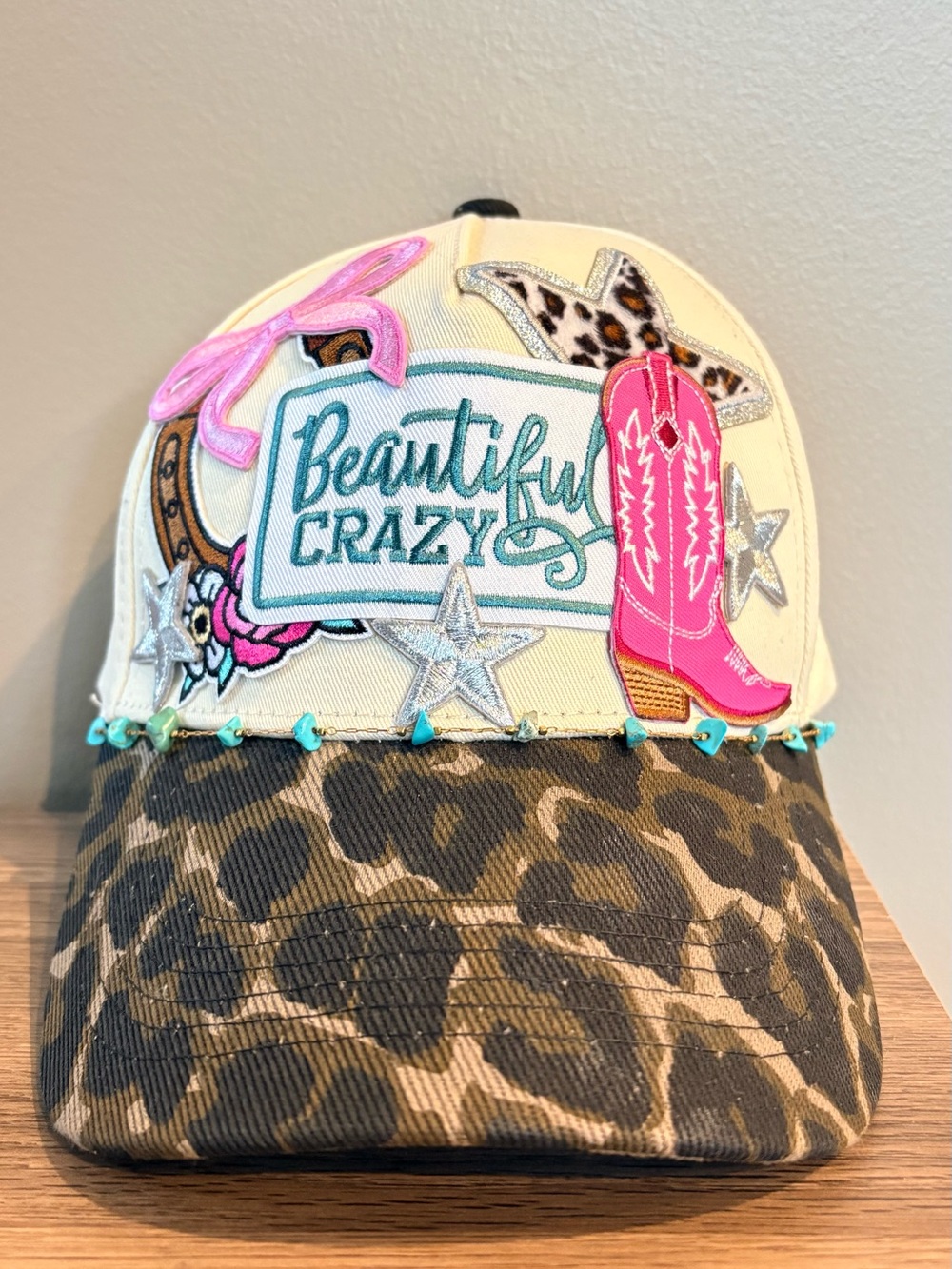 Beautiful Crazy Women's Patchwork Trucker Hat - Cream & Pink